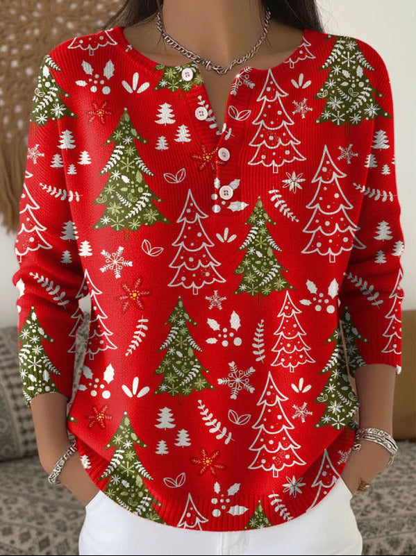 Wendy | Festive Button-Neck Sweater