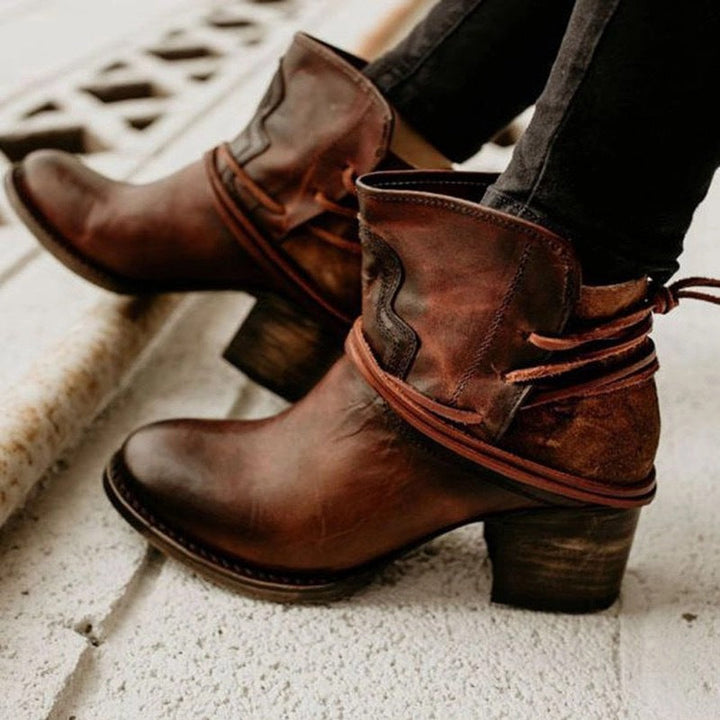 Nadia | Wrap-Strap Heeled Ankle Boots