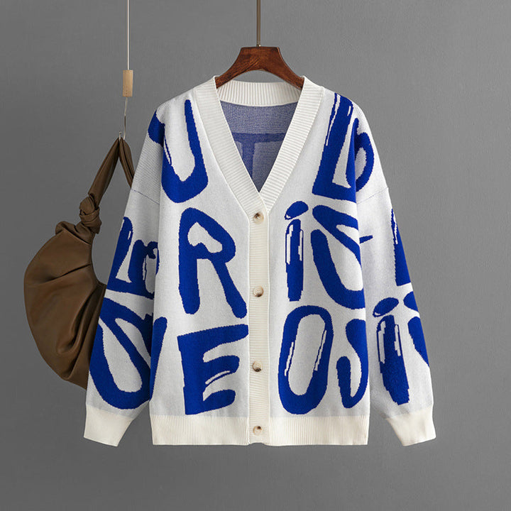 Nadia | Bold Letter-Print Cardigan