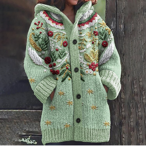 Marnie | Festive Hooded Knit Cardigan