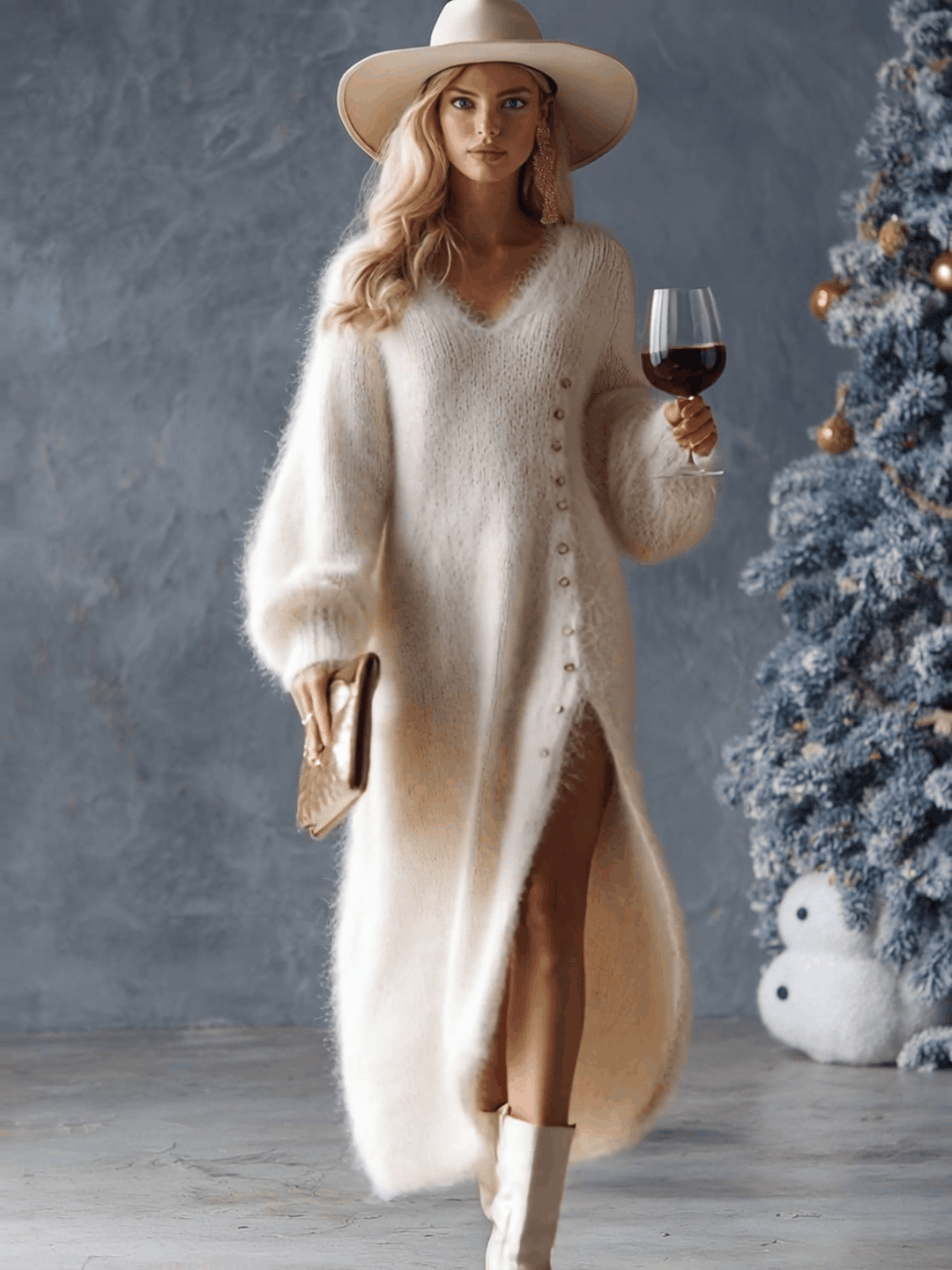 Melisande | Softly Textured Button-Front Midi Dress