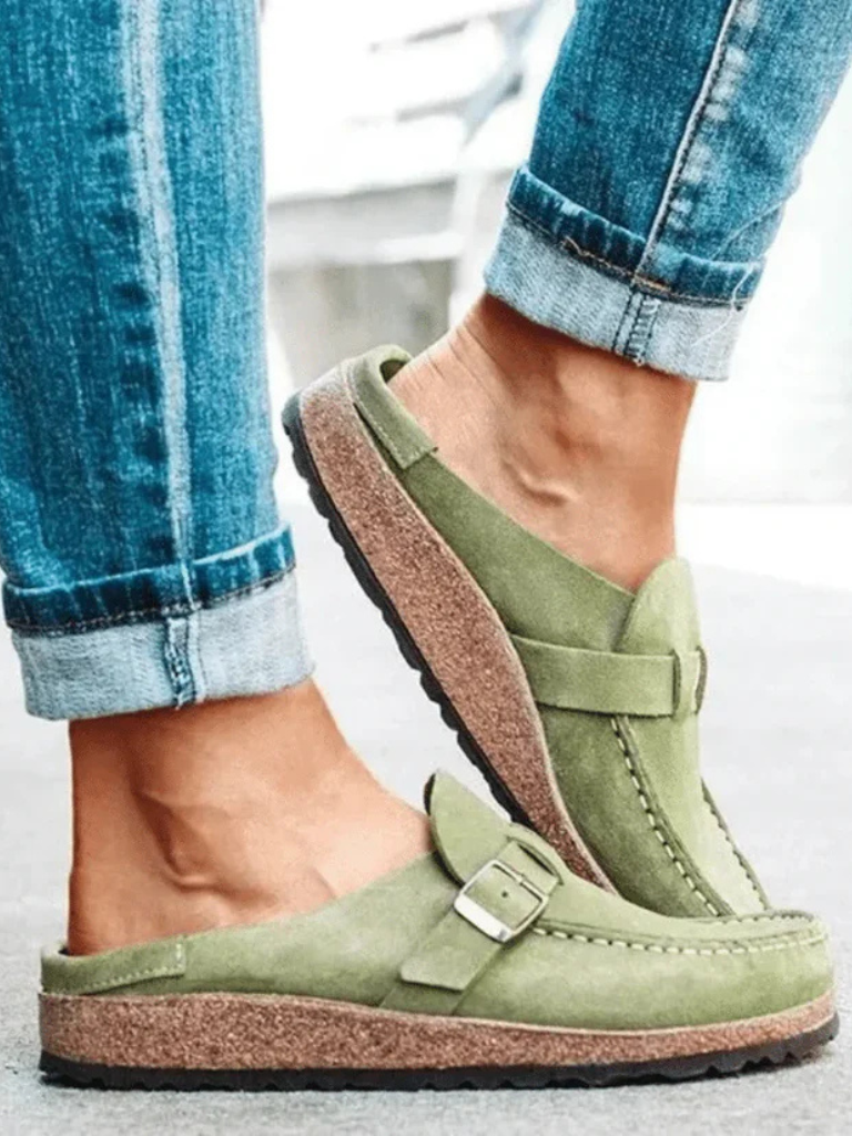 Sage | Women's Suede Buckle-Strap Cork Clog