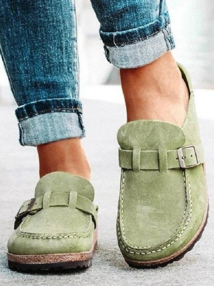 Sage | Women's Suede Buckle-Strap Cork Clog