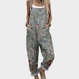 Grey Wildflower Garden Overalls