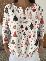 Wendy | Festive Button-Neck Sweater