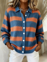 Thea | Striped Button-Front Cardigan