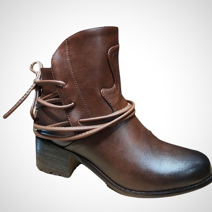Nadia | Wrap-Strap Heeled Ankle Boots