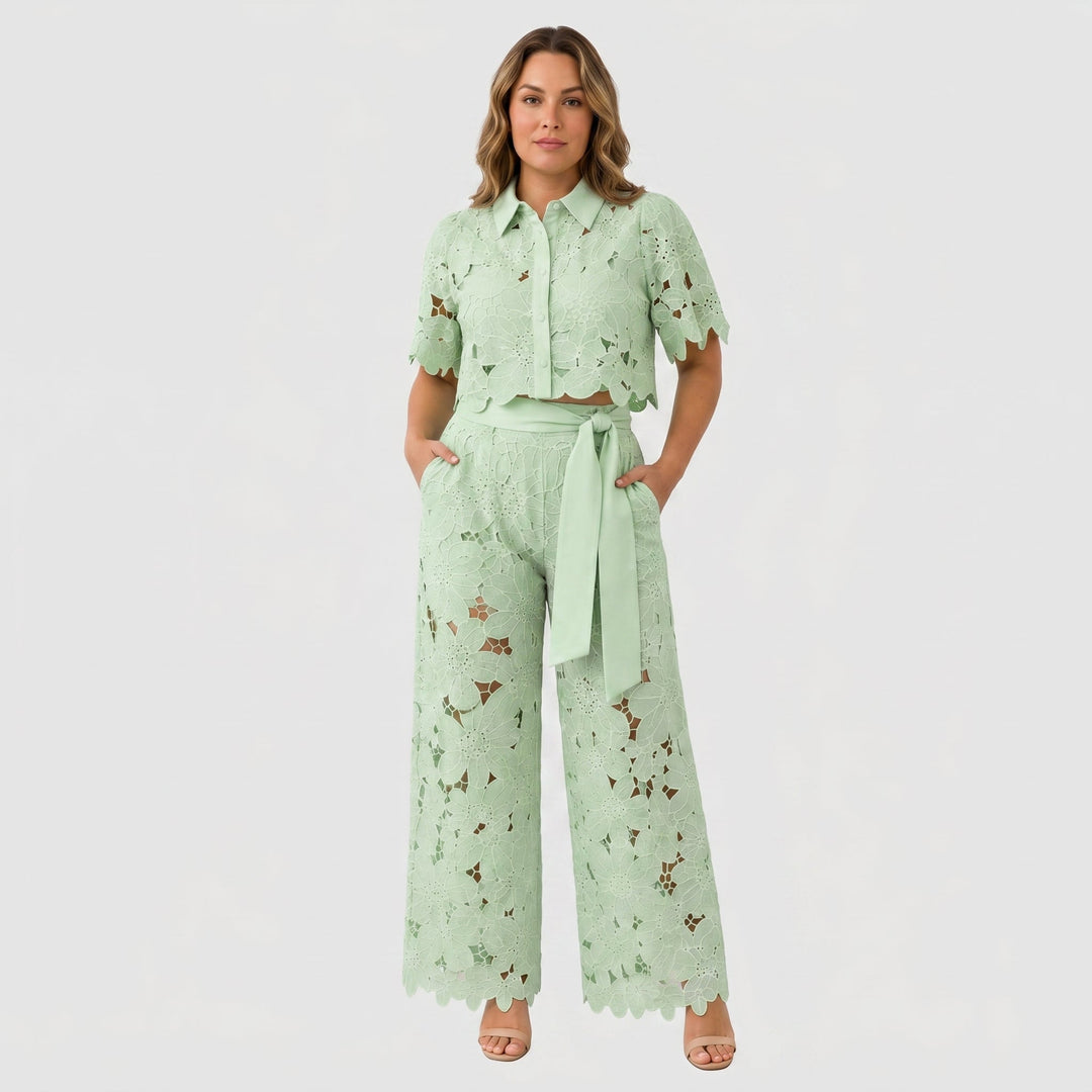 Meline | Floral Cutwork Two-Piece Set