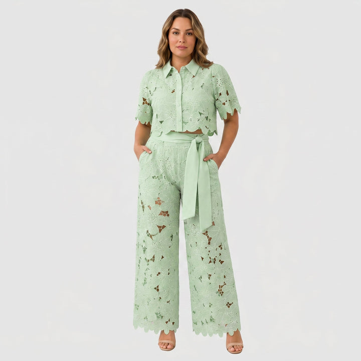 Meline | Floral Cutwork Two-Piece Set