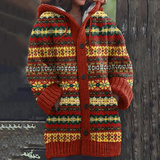 Elin | Patterned Hooded Cardigan