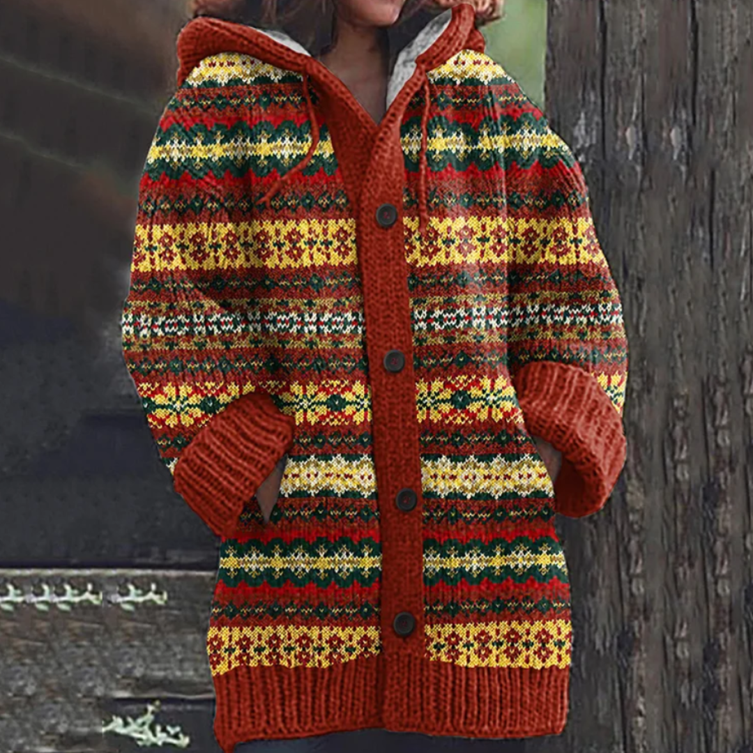 Sigrid | Hooded Patterned Cardigan