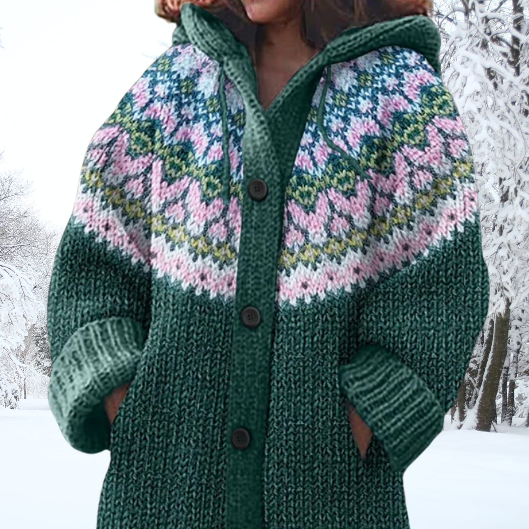 Millicent | Cozy Patterned Hooded Cardigan