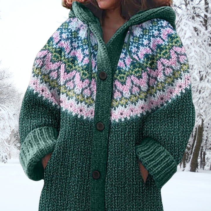 Millicent | Cozy Patterned Hooded Cardigan