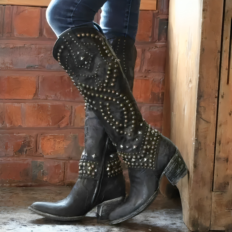 Roxanne | Studded Tall Western Boots
