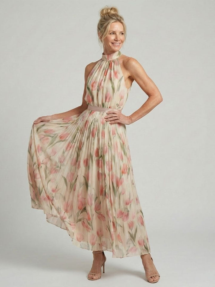Rosabel | Halter Neck Floral Midi Dress