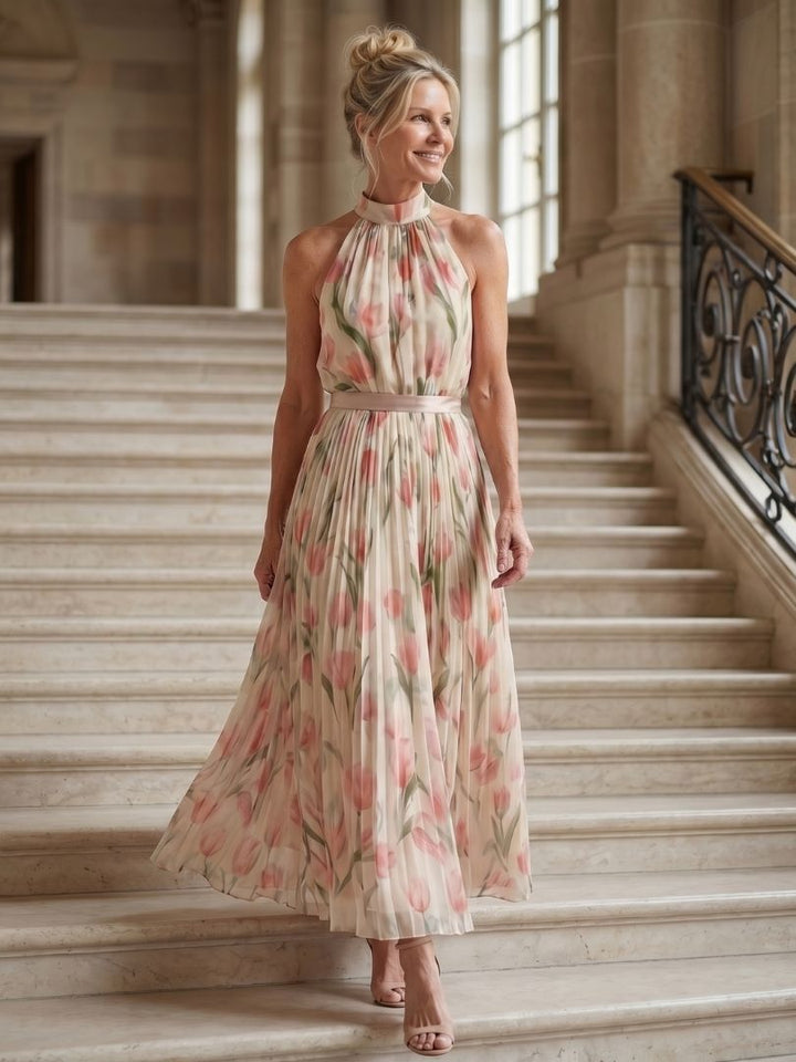 Rosabel | Halter Neck Floral Midi Dress