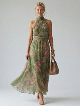 Isadora | Gathered Halter Midi Dress