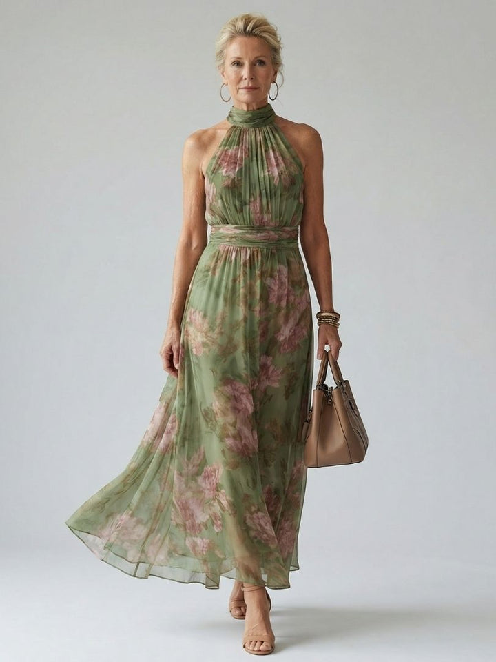 Isadora | Gathered Halter Midi Dress