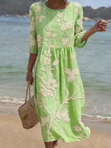 Heather | Embroidered Floral Midi Dress