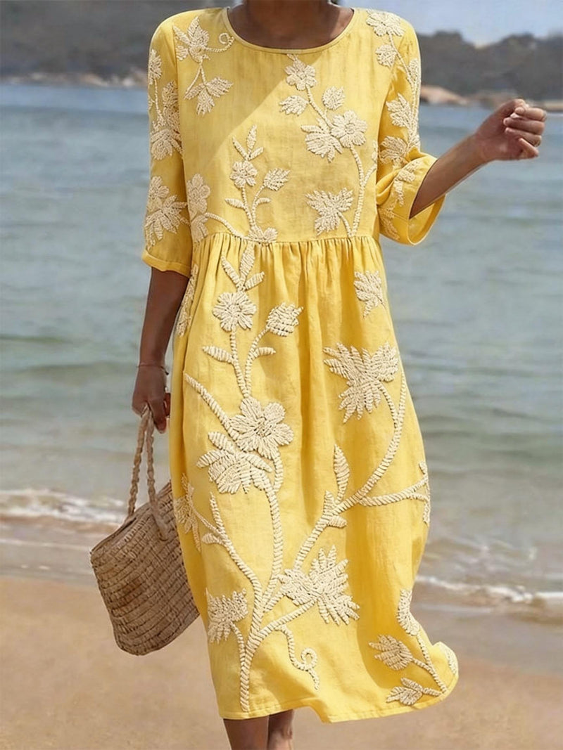 Adelia | Floral Embroidered Midi Dress