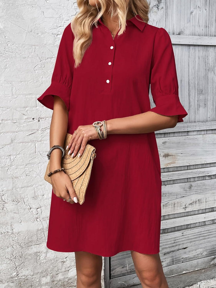 Rosalyn | Relaxed Ruffle-Sleeve Shirt Dress