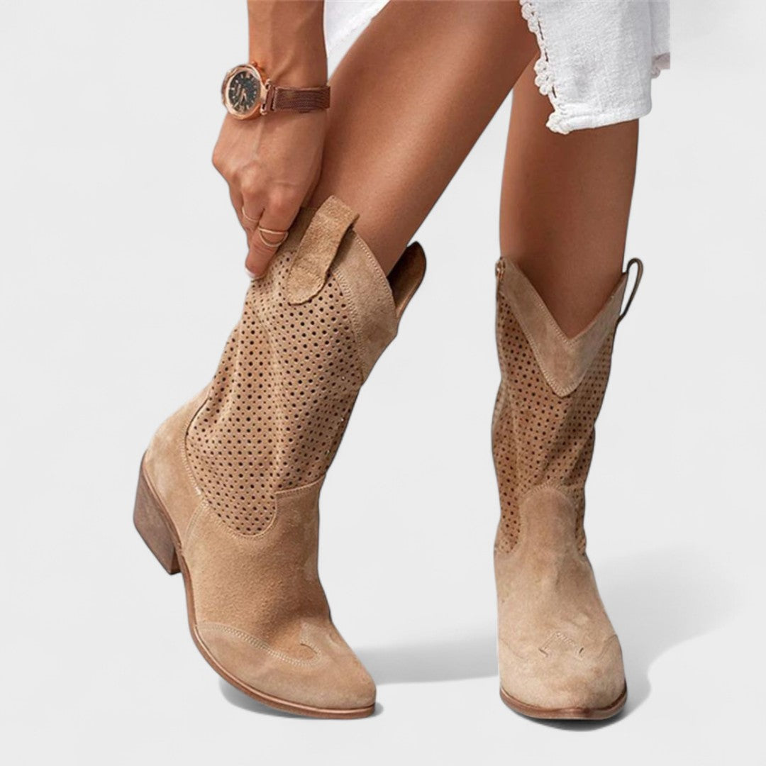 Averil | Perforated Western Tall Boots