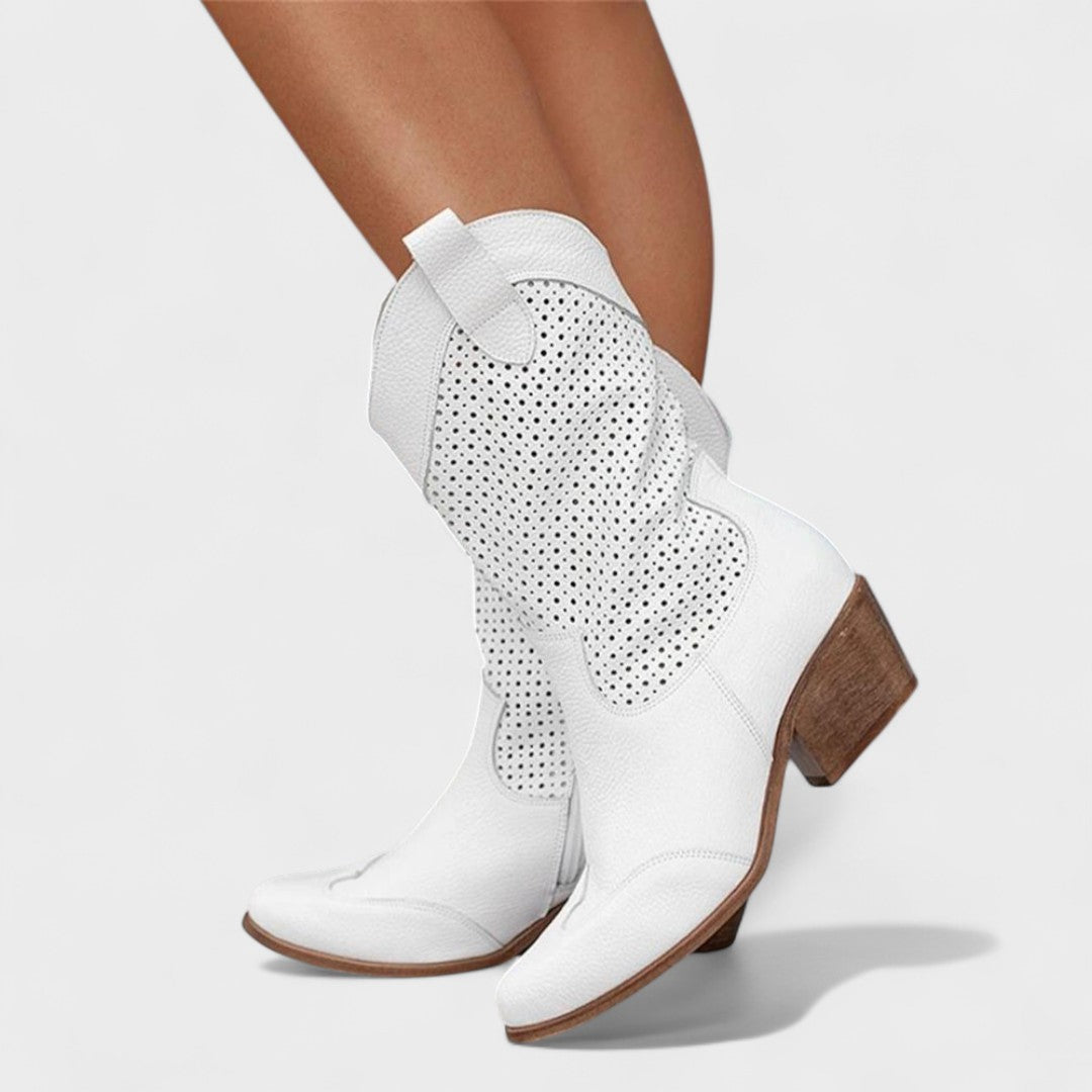 Averil | Perforated Western Tall Boots