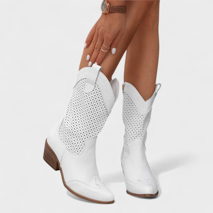 Averil | Perforated Western Tall Boots