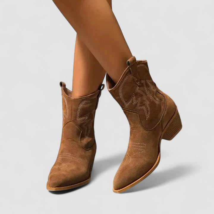 Grace | Embroidered Western Ankle Boots