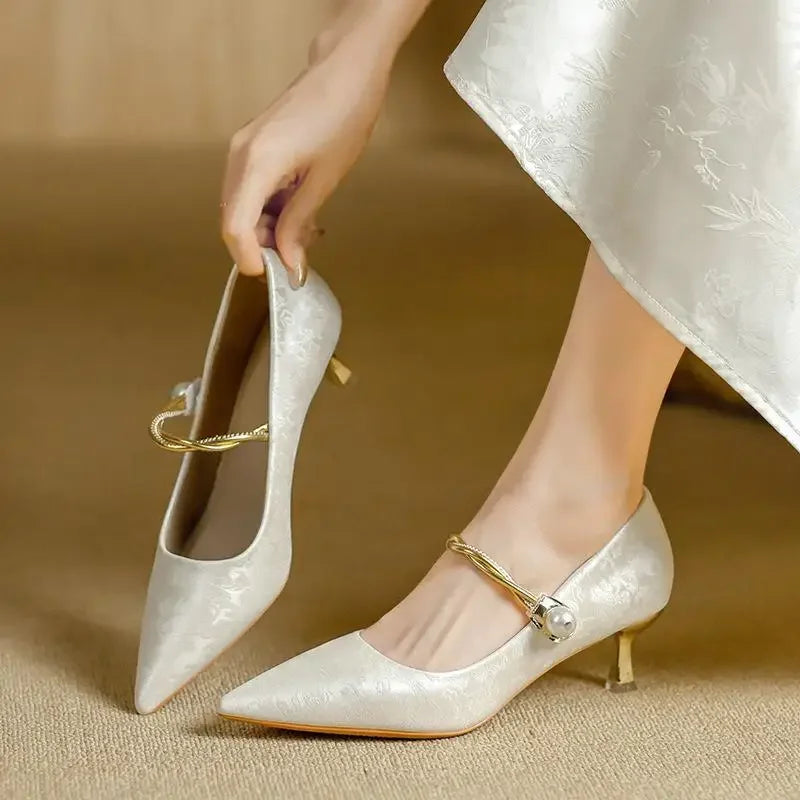 Eugenie | Pointed-Toe Pearl Heels