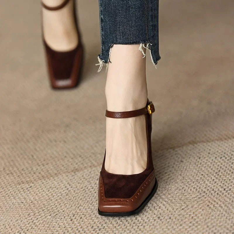 Emilia | Square-Toe Block Heel Pumps