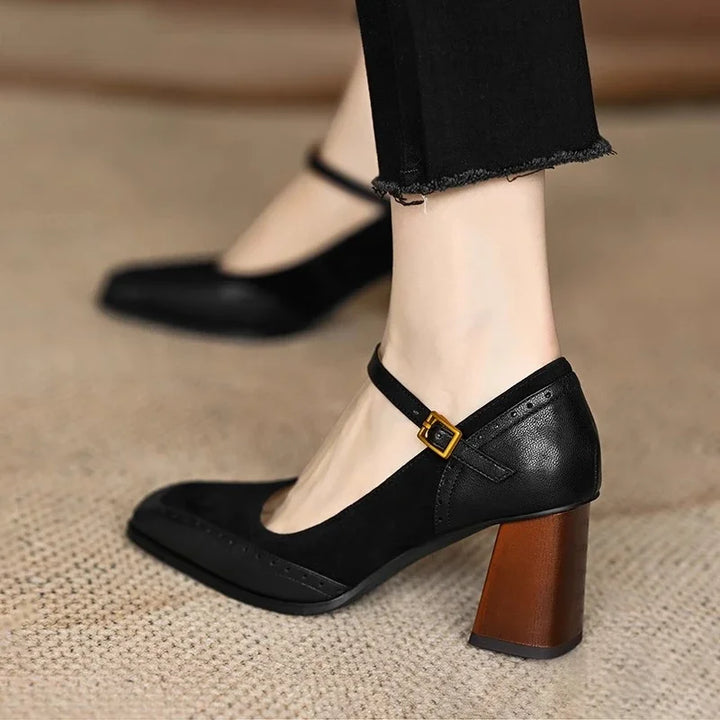 Emilia | Square-Toe Block Heel Pumps