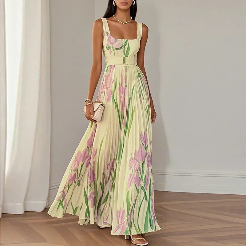 Lucienne | Blooming Pleated Maxi Dress