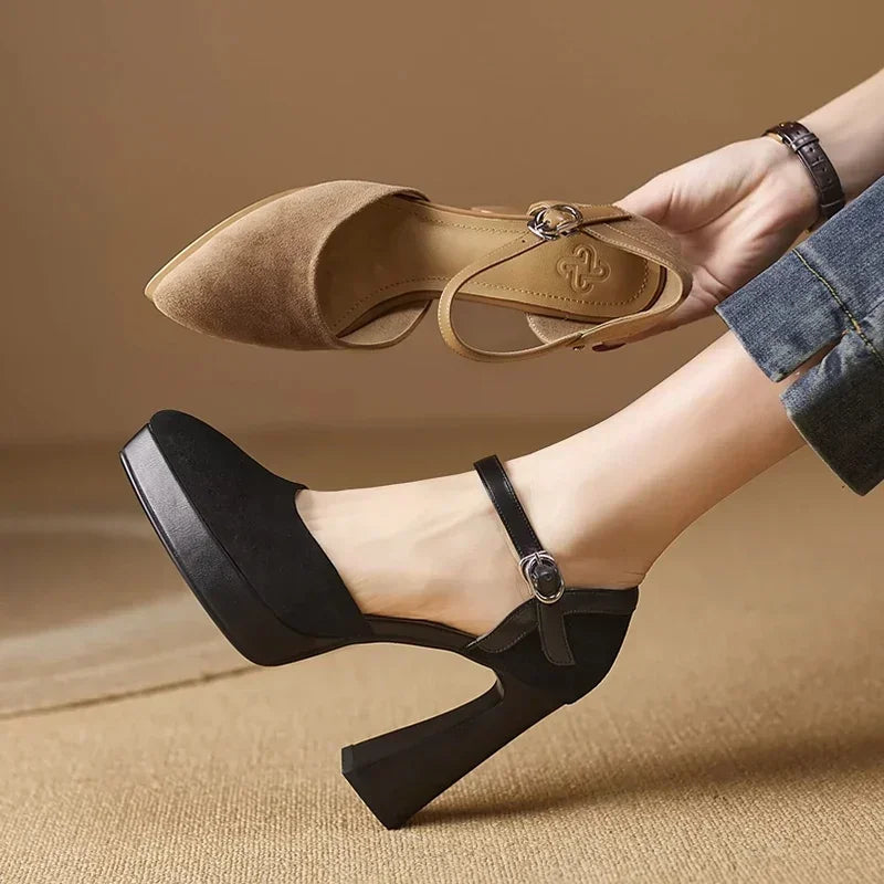 Lindsay | Elegant Platform Block Heel Pumps