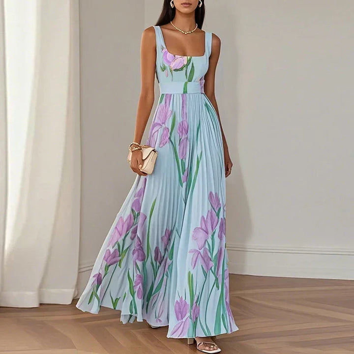 Evangeline | Floral Pleated Maxi Dress