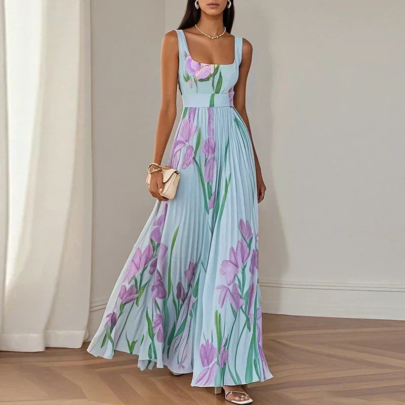 Lucienne | Blooming Pleated Maxi Dress