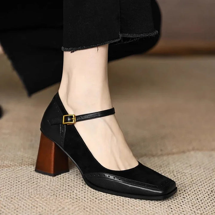 Emilia | Square-Toe Block Heel Pumps