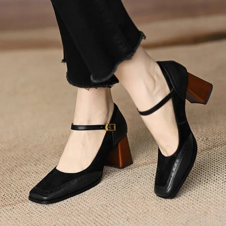 Emilia | Square-Toe Block Heel Pumps