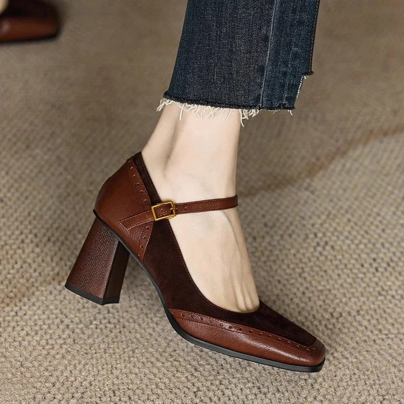 Emilia | Square-Toe Block Heel Pumps