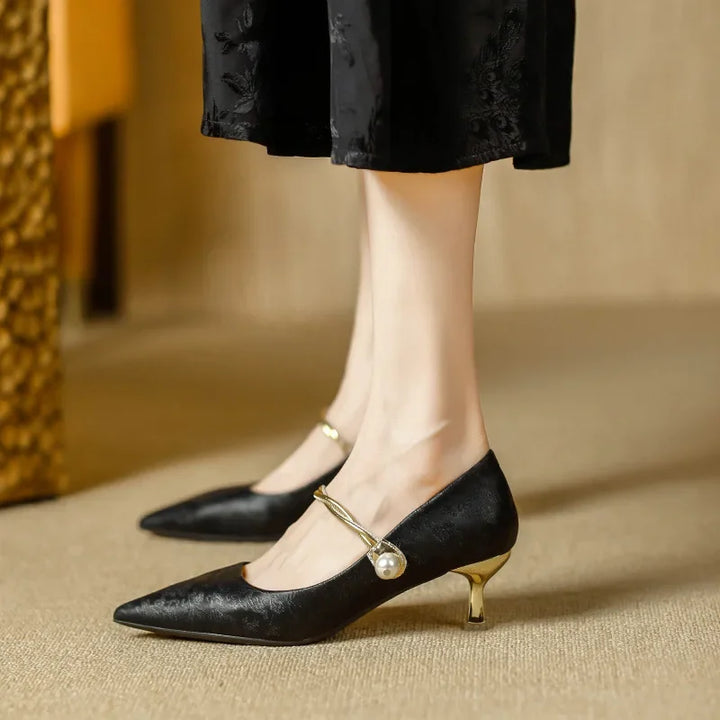 Eugenie | Pointed-Toe Pearl Heels