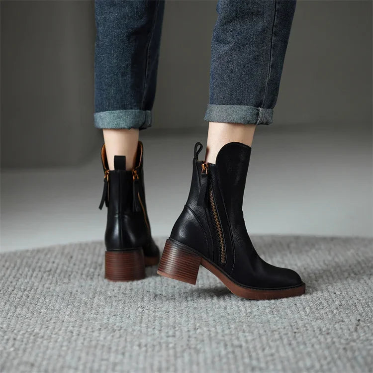 Sabina | Refined Block-Heel Ankle Boots