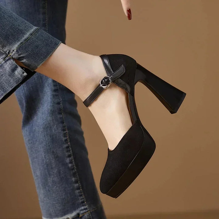 Lindsay | Elegant Platform Block Heel Pumps