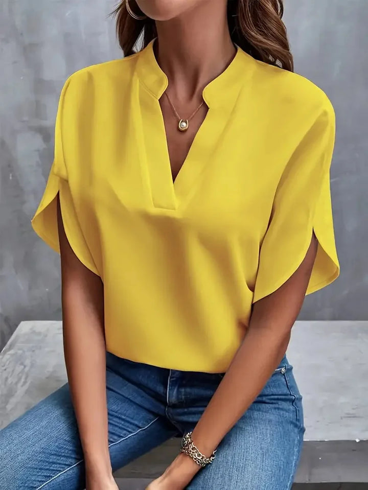 Miriam | Refined Stand-Collar V-Neck Blouse