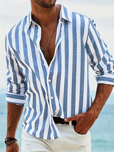 Leonard | Men's Striped Long Sleeve Summer Shirt