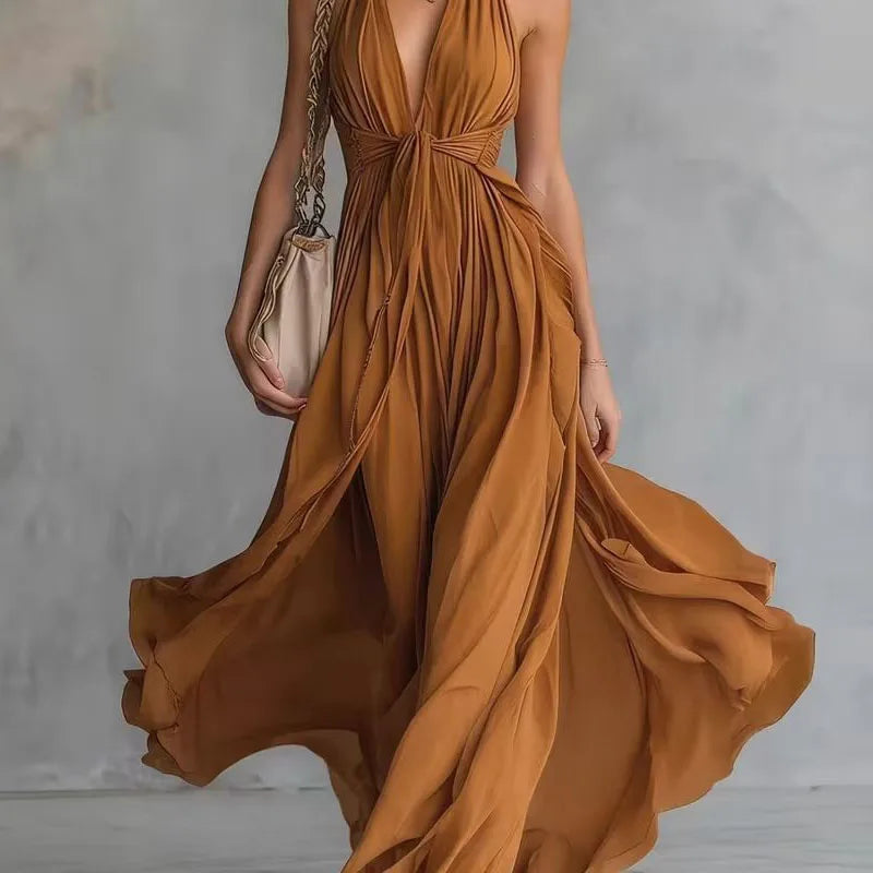 Marisol | Draped Halter Maxi Dress