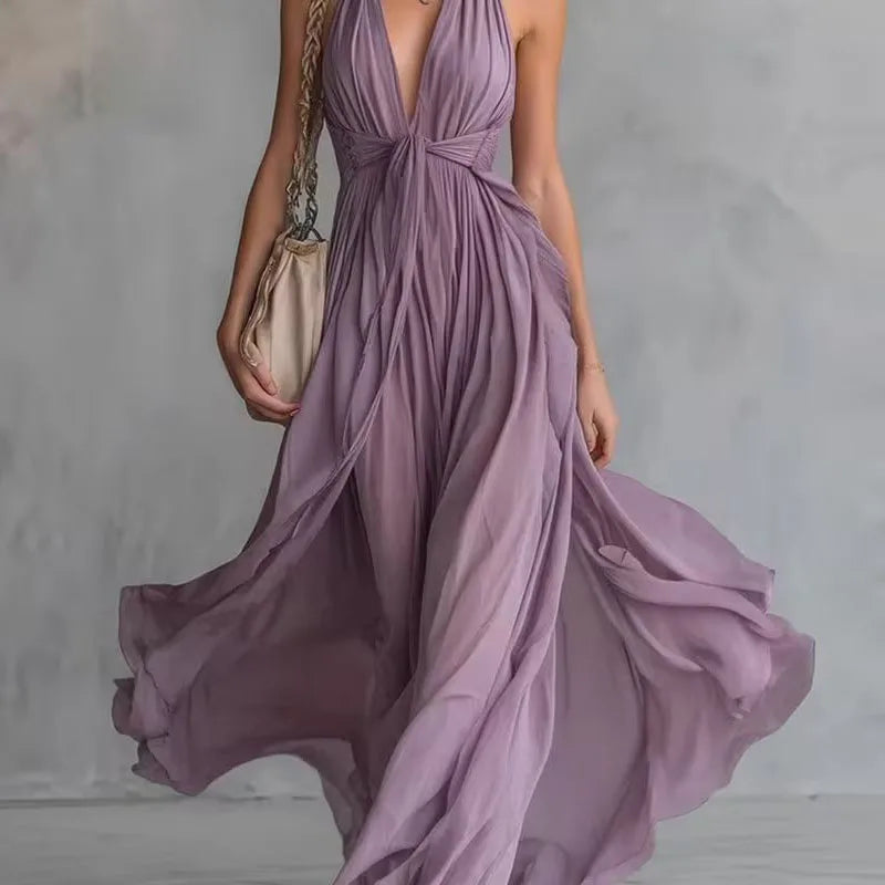 Marisol | Draped Halter Maxi Dress