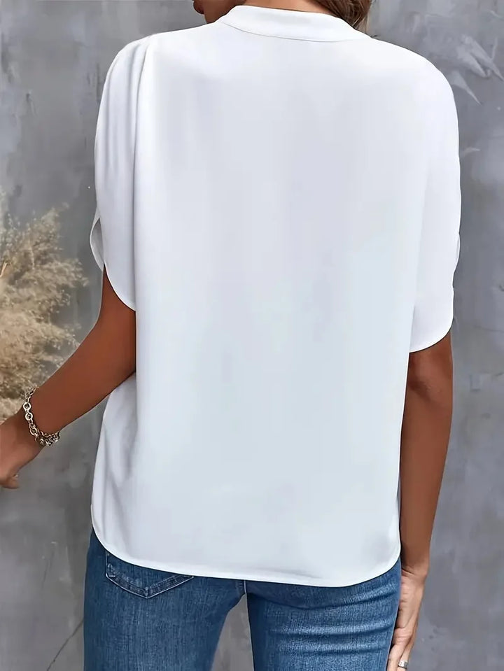 Miriam | Refined Stand-Collar V-Neck Blouse