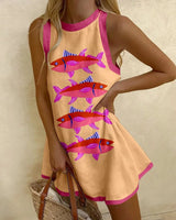 Brenna | Sleeveless Playful-Print Mini Dress