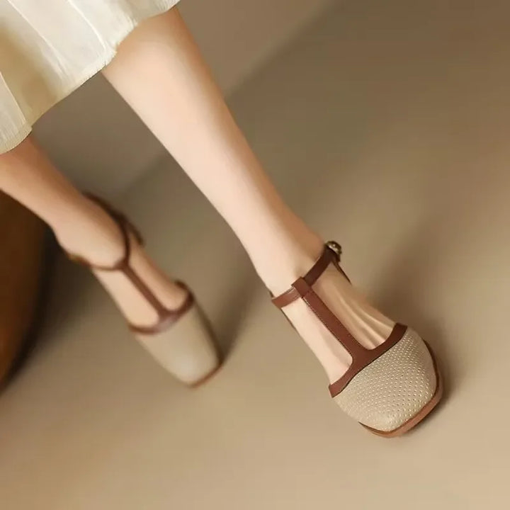 Elinor | Elegant T-Strap Block Heel Pumps