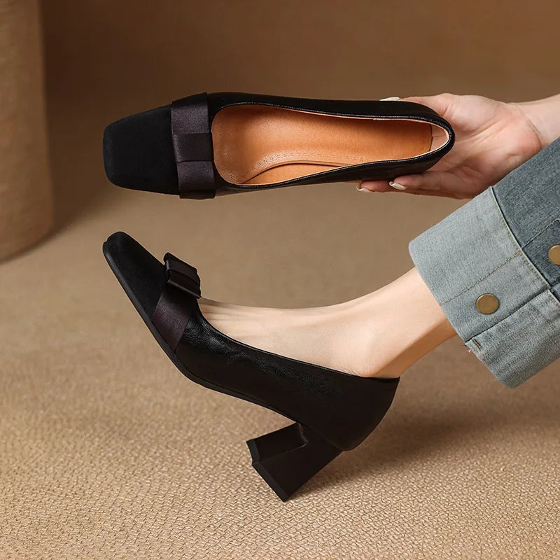 Marissa | Bow-Accent Block Heels